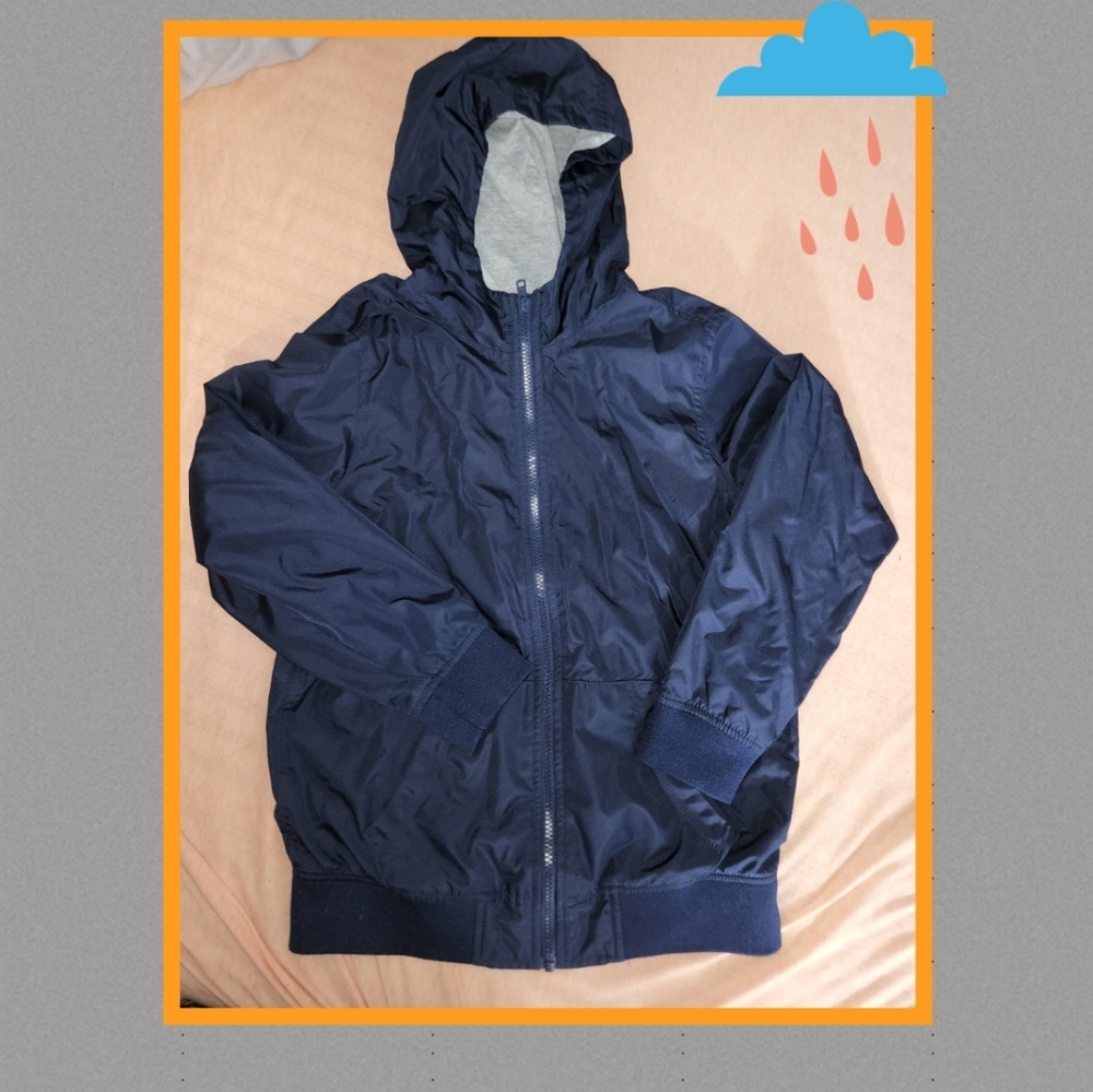 Old Navy Jersey Lined Wind Breaker Jacket, Navy Blue Size 10/12.